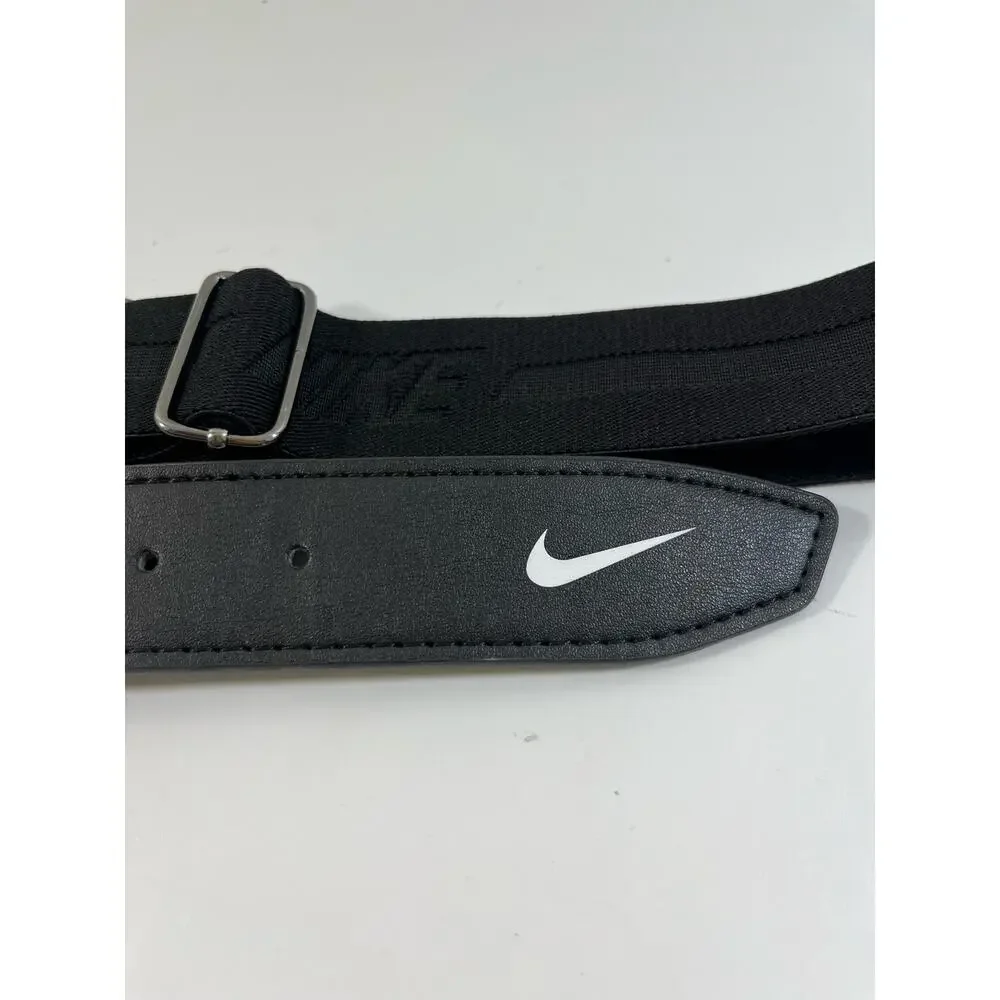 Nike Men's One Size Adjustable Baseball‎ Belt With White Swoosh Athletic Sporty